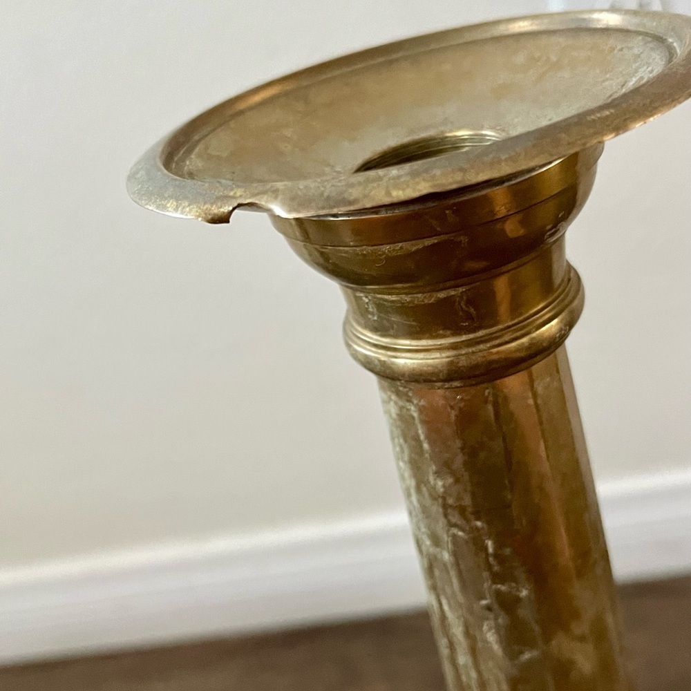 Antique Brass Candlestick Holders Set of 2 - Picture 11 of 13